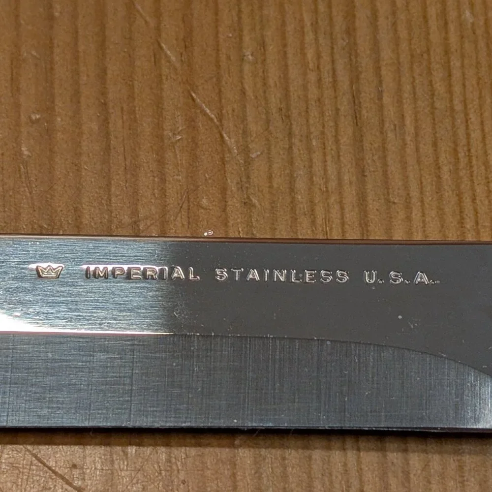 2pc Oneida / Imperial MY ROSE Stainless Steel Carving Knife and Fork Set - EUC
